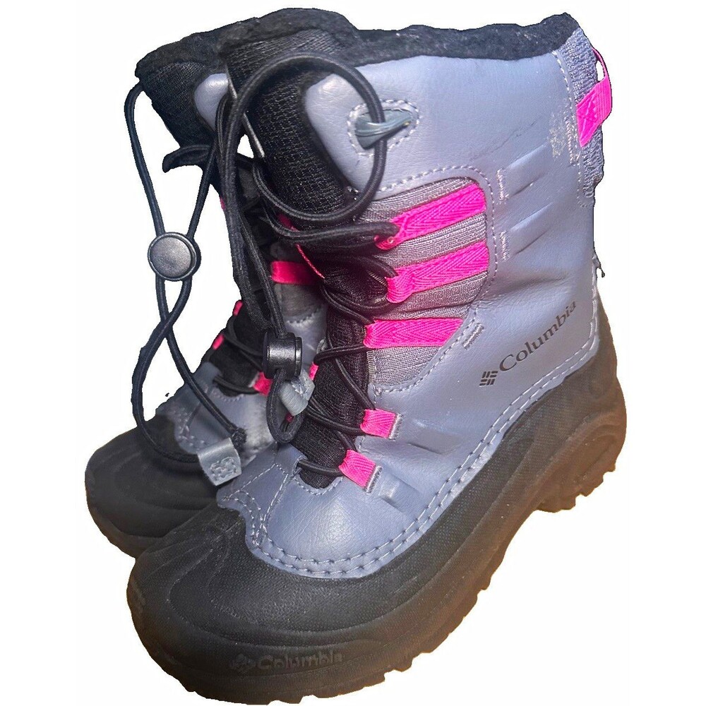 Columbia Waterproof 400 Gram Insulated Snow Boots Girls Youth Size 4 Gray Pink